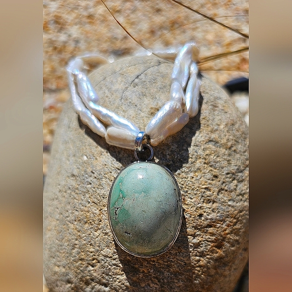 VTG Sterling Baroque & Turquoise Necklace